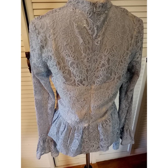 A. Calin Flying Tomato Anthropology Large lavender Lace Bell Sleeve Blou… - Picture 11 of 16